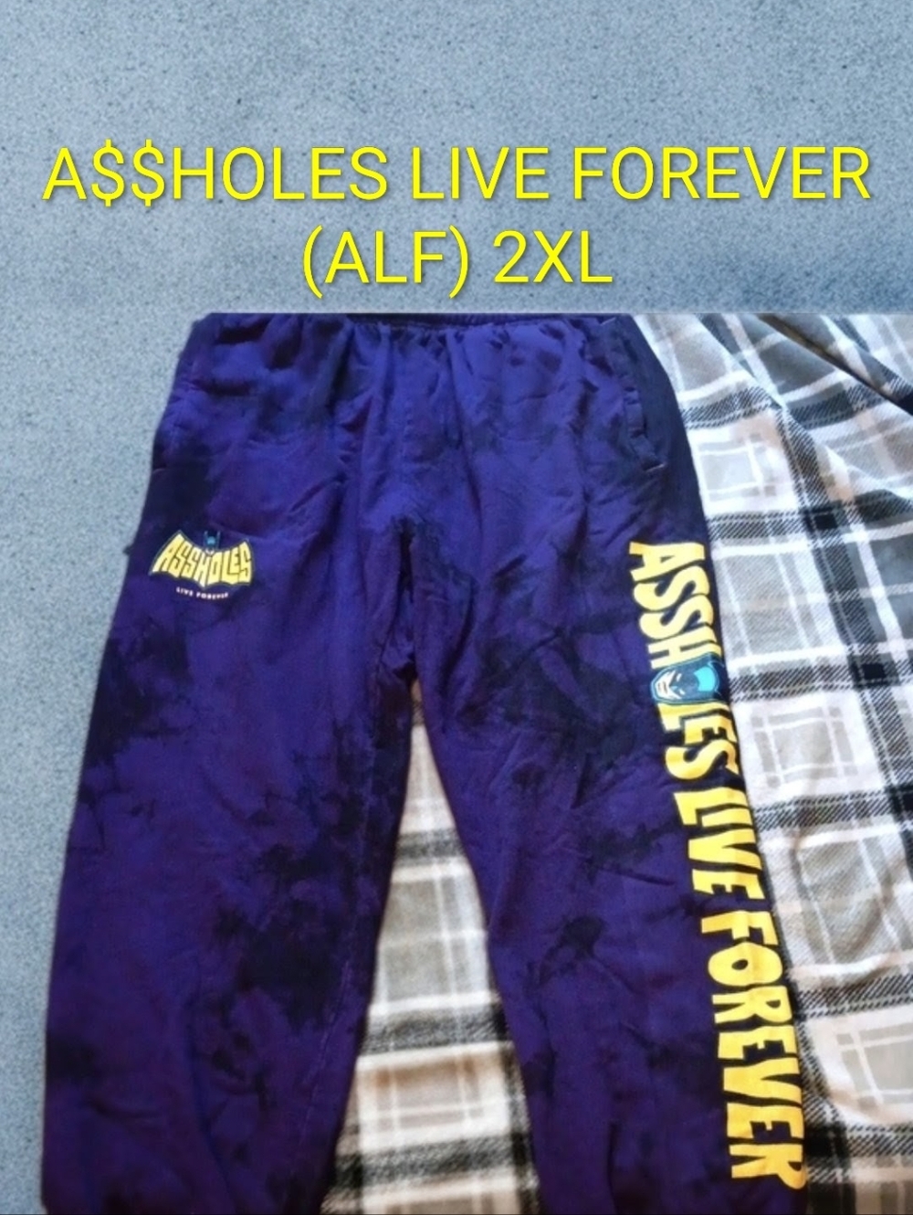 A$$HOLES LIVE FOREVER (ALF) SWEATPANTS 2XL NEW